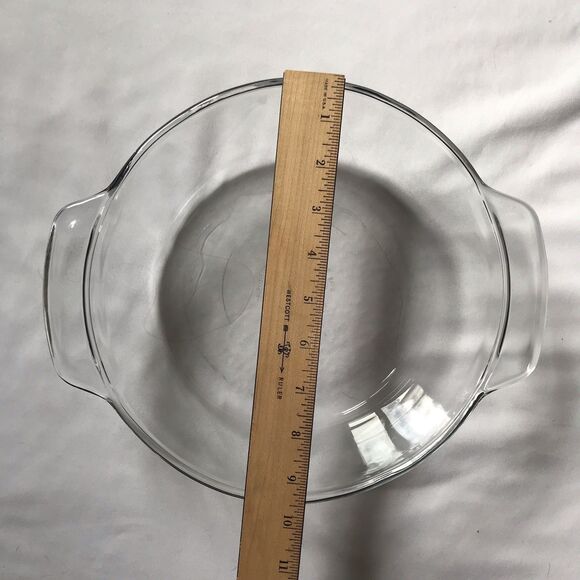 Anchor Hocking VTG 2 qt 2L 9" Casserole Clear Glass Baking Dish handles No Lid - Picture 6 of 7